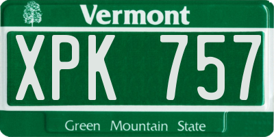 VT license plate XPK757