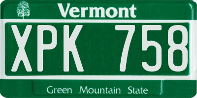 VT license plate XPK758