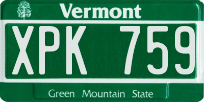 VT license plate XPK759