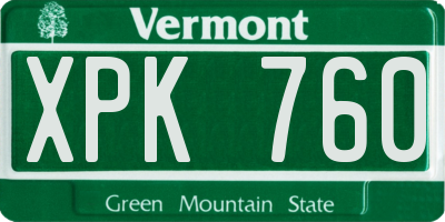 VT license plate XPK760