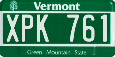 VT license plate XPK761
