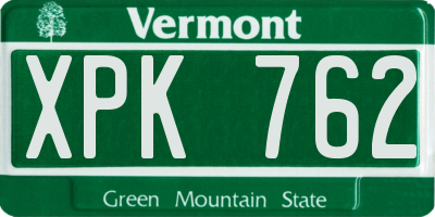 VT license plate XPK762