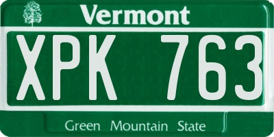 VT license plate XPK763