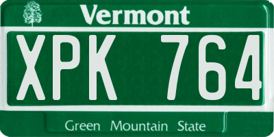 VT license plate XPK764