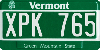 VT license plate XPK765