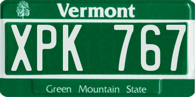 VT license plate XPK767