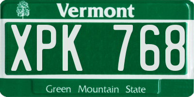 VT license plate XPK768