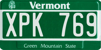 VT license plate XPK769