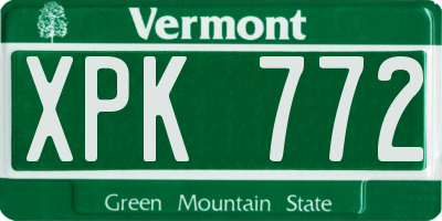 VT license plate XPK772
