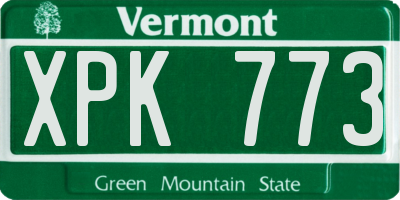 VT license plate XPK773