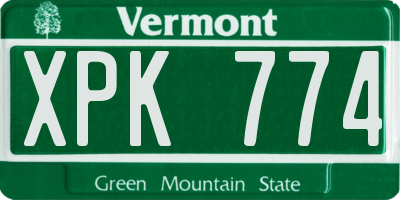 VT license plate XPK774
