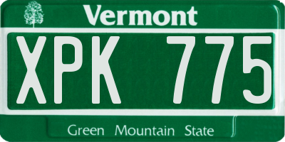 VT license plate XPK775
