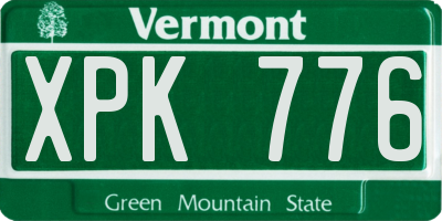 VT license plate XPK776