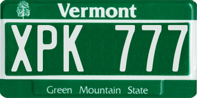 VT license plate XPK777