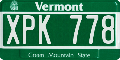 VT license plate XPK778