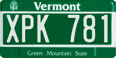 VT license plate XPK781