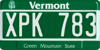 VT license plate XPK783
