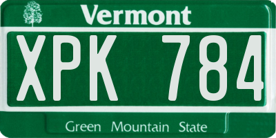 VT license plate XPK784