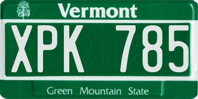 VT license plate XPK785