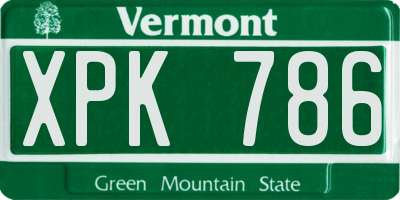 VT license plate XPK786