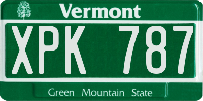 VT license plate XPK787