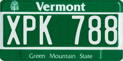 VT license plate XPK788