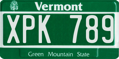 VT license plate XPK789