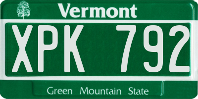 VT license plate XPK792