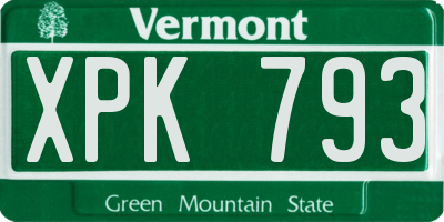VT license plate XPK793