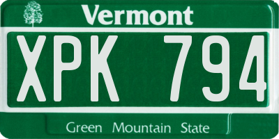 VT license plate XPK794