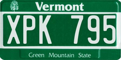 VT license plate XPK795