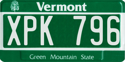 VT license plate XPK796