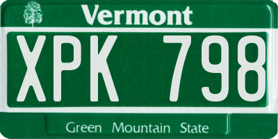 VT license plate XPK798