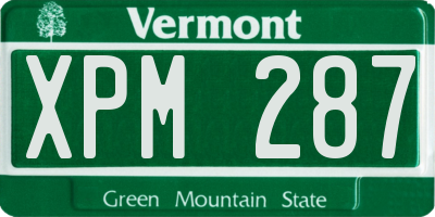 VT license plate XPM287