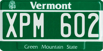 VT license plate XPM602