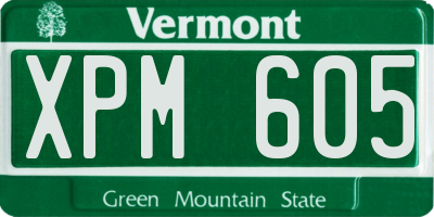 VT license plate XPM605