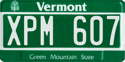 VT license plate XPM607