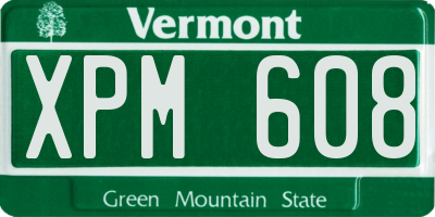 VT license plate XPM608