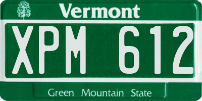 VT license plate XPM612