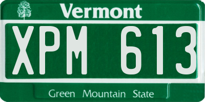 VT license plate XPM613