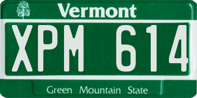 VT license plate XPM614