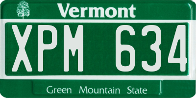 VT license plate XPM634