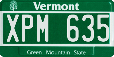 VT license plate XPM635