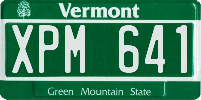 VT license plate XPM641