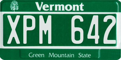 VT license plate XPM642