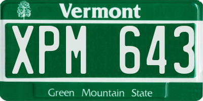 VT license plate XPM643