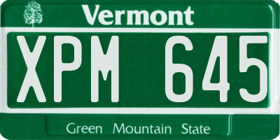 VT license plate XPM645
