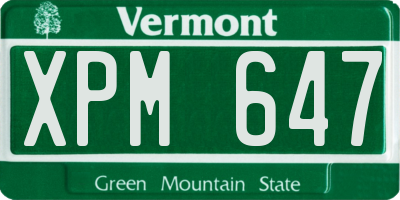 VT license plate XPM647