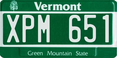 VT license plate XPM651