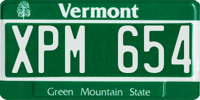 VT license plate XPM654